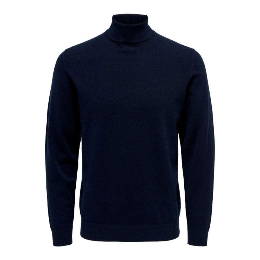 Only & Sons Blue Polyester Men's Turtleneck
